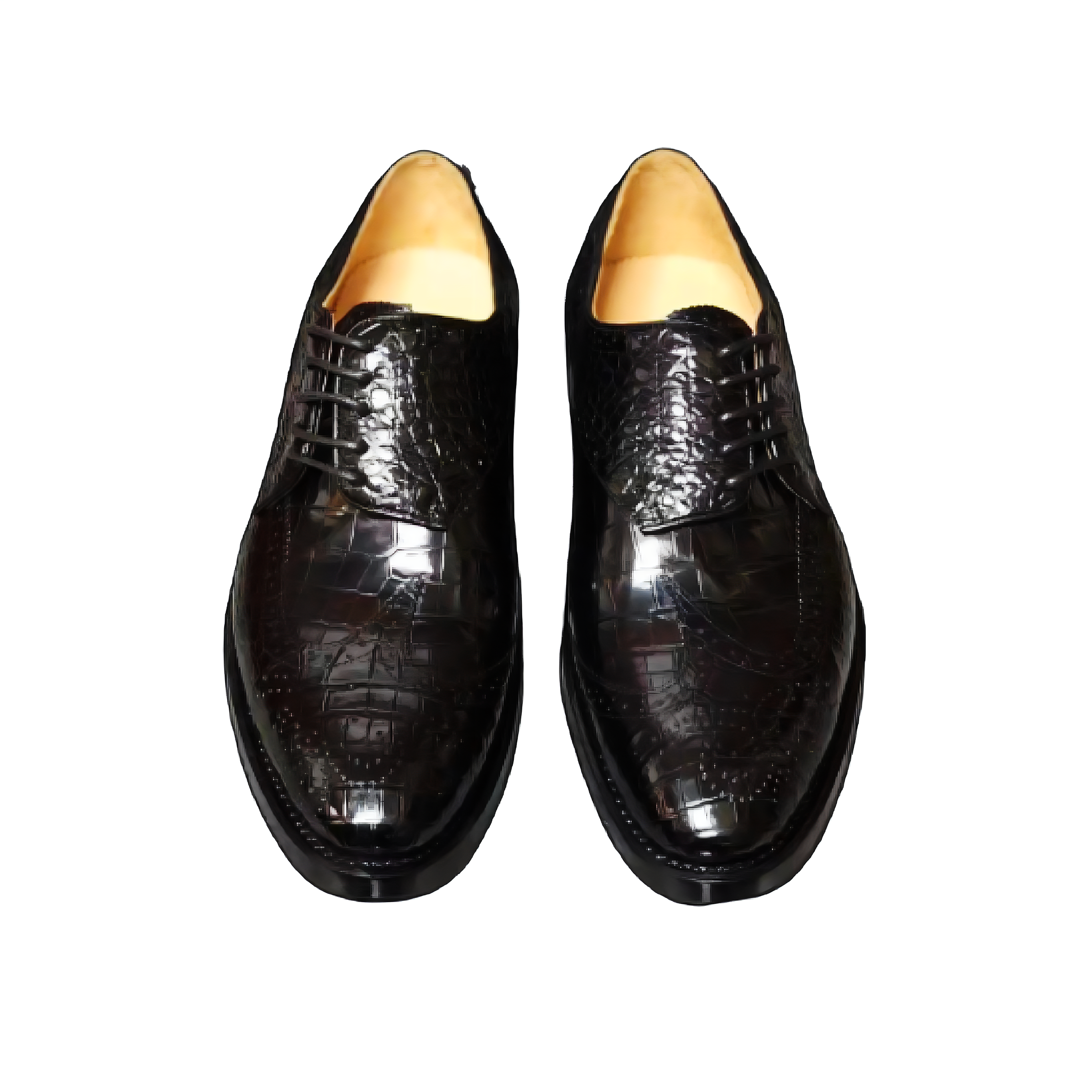 Burnished Alligator Lace-Up Oxford Black