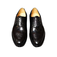 Burnished Alligator Lace-Up Oxford Black