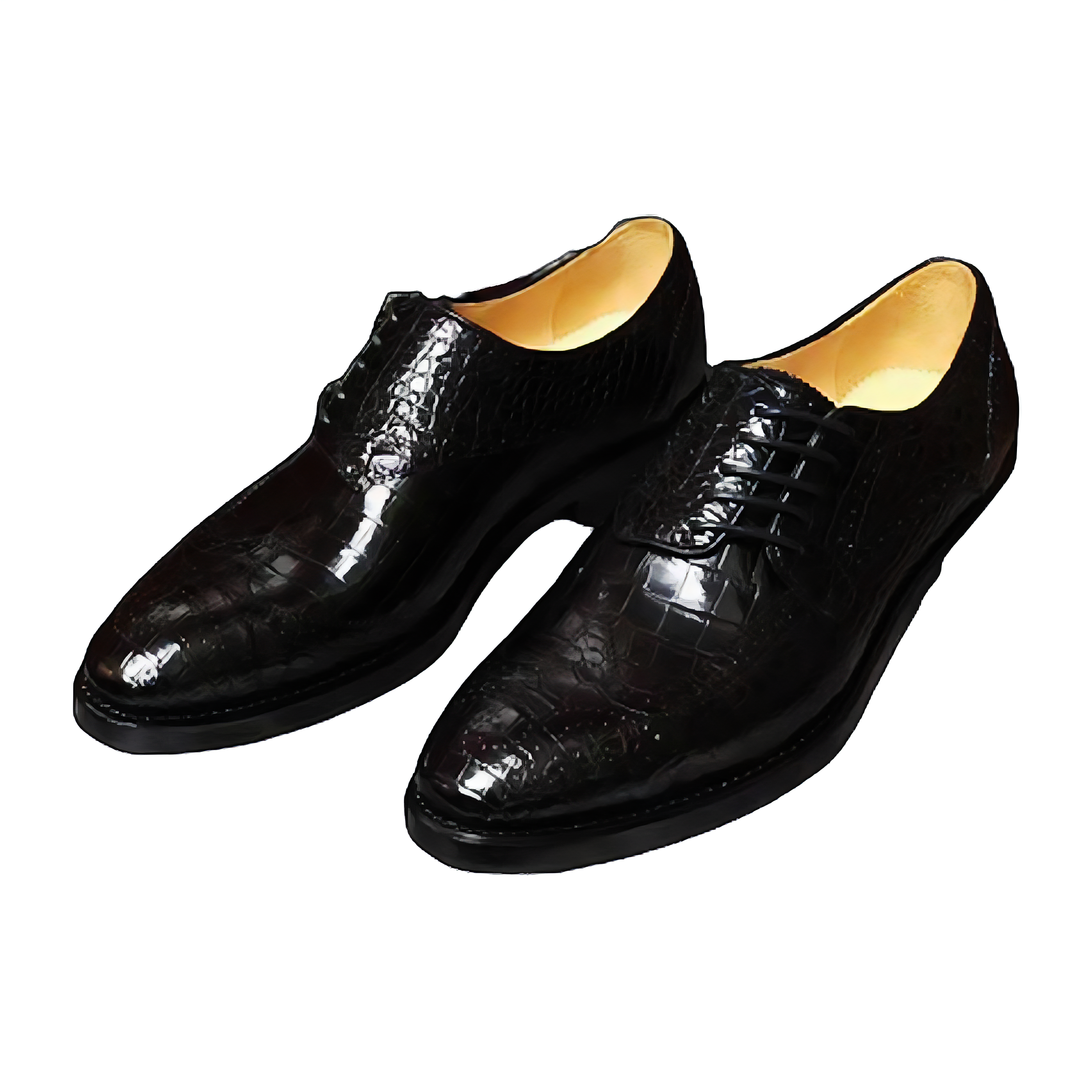 Burnished Alligator Lace-Up Oxford Black