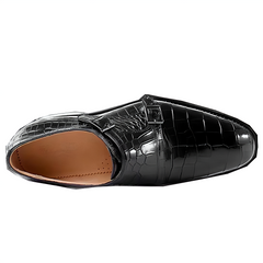BLACK ALLIGATOR SINGLE MONK STRAP SHOES