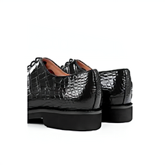 Black Alligator Lace-Up leather Shoes