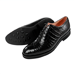 Black Alligator Lace-Up leather Shoes