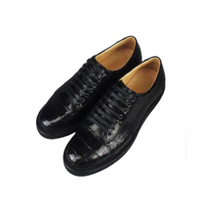 Black Alligator Lace-Up leather Loafer