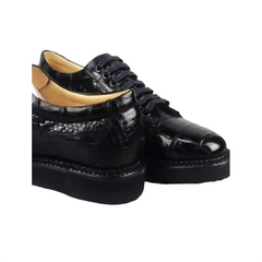 Black Alligator Lace-Up leather Loafer
