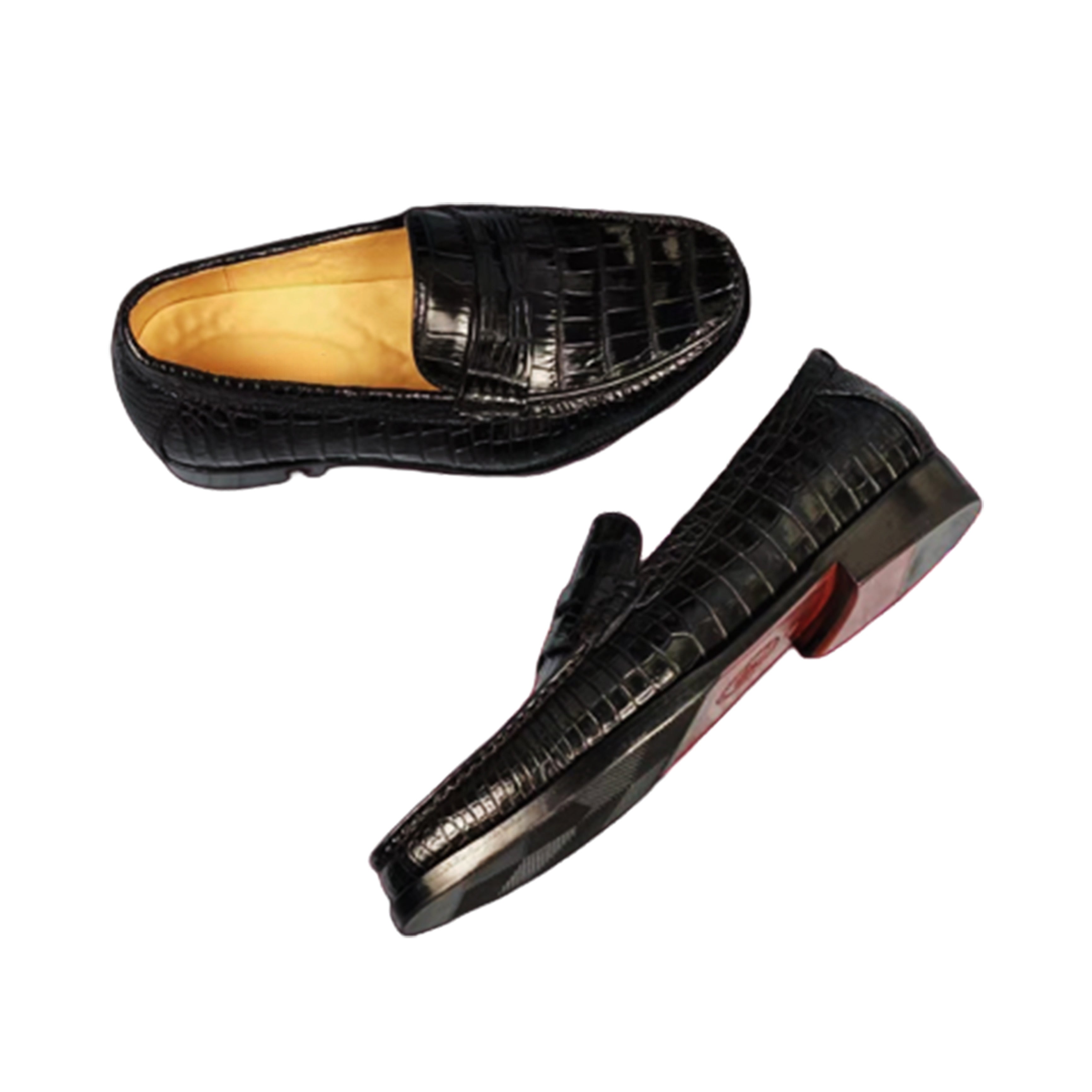 DESIGNER SHOES MEN'S CHAPO shiny Black GENUINE HORNBACK OXFORDS