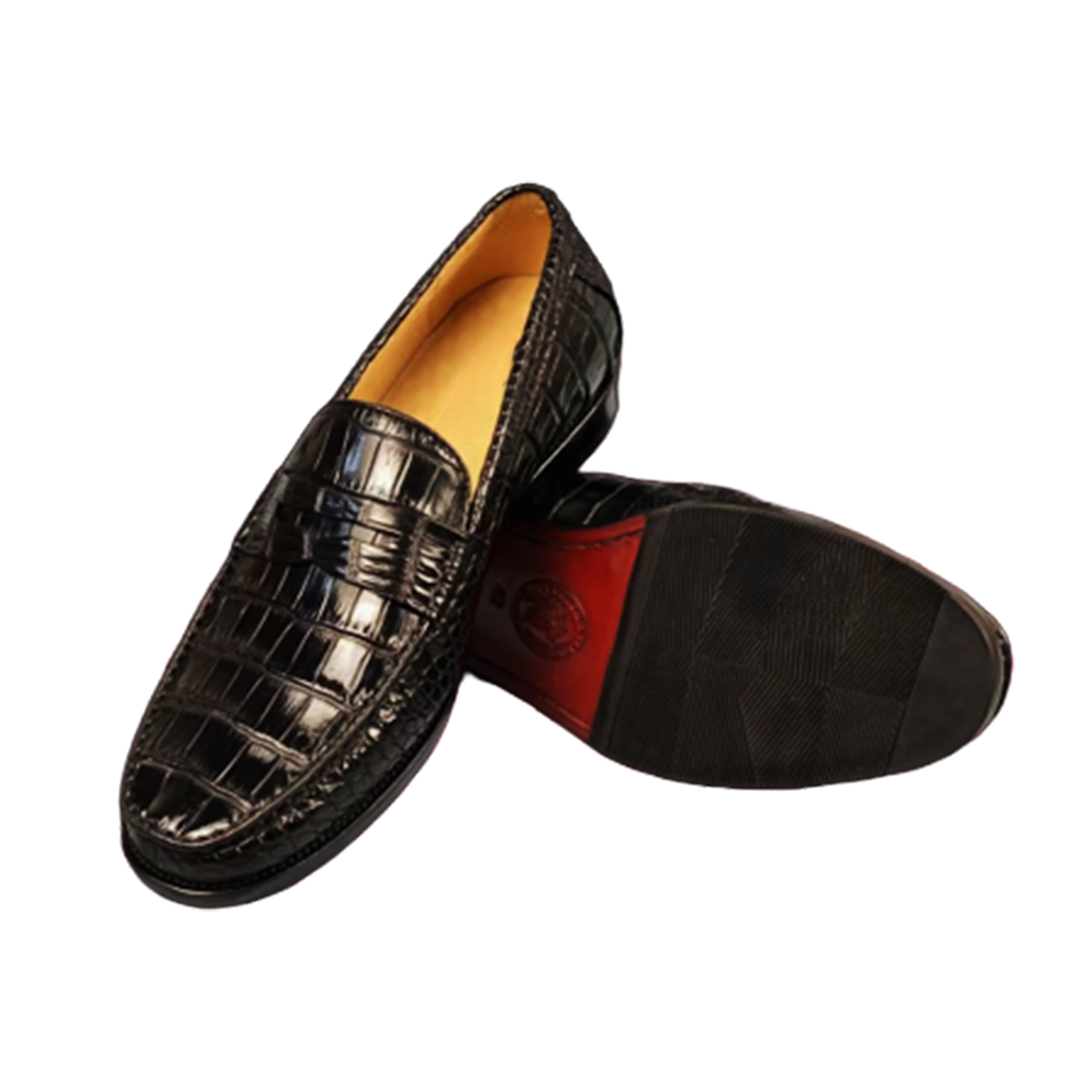 DESIGNER SHOES MEN'S CHAPO shiny Black GENUINE HORNBACK OXFORDS