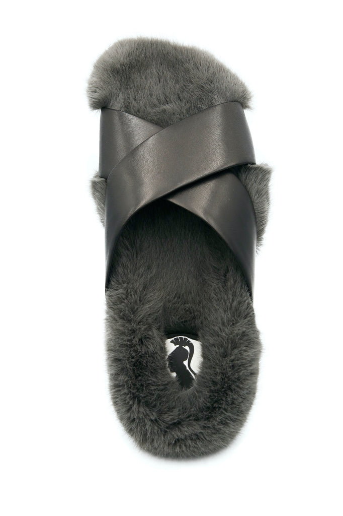 Faux fur black on sale slides