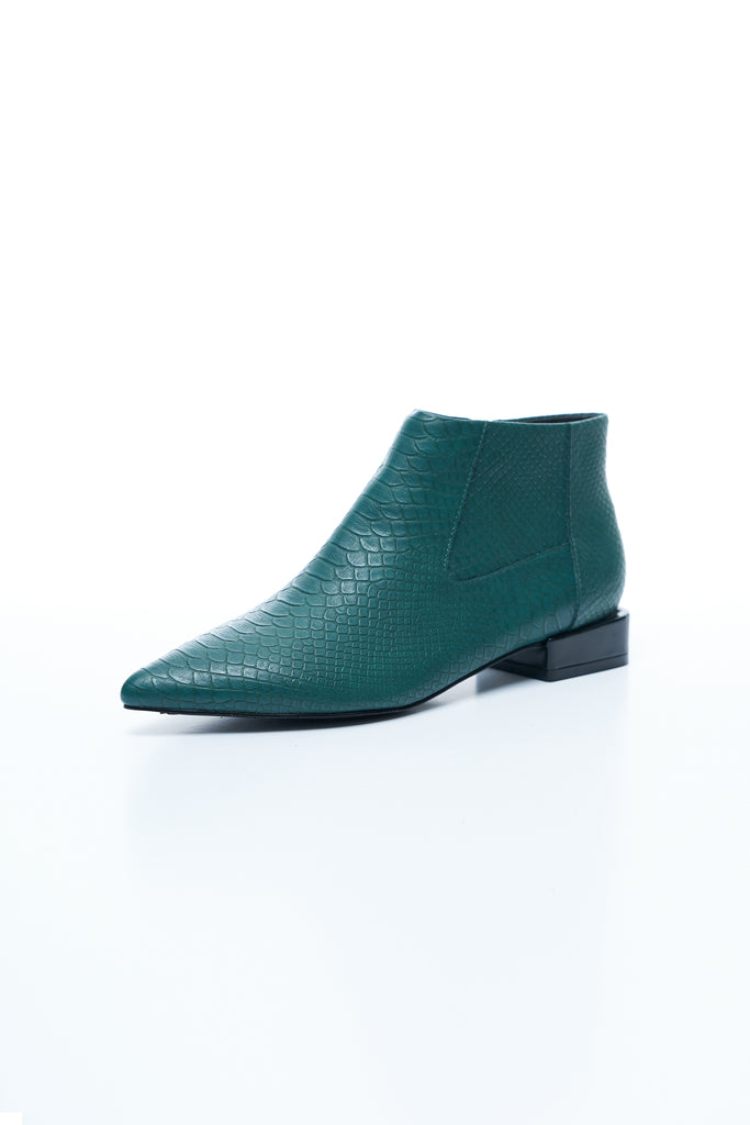 Forest Green Ankle Boots Green Croc Boots Pointed Toe Boots