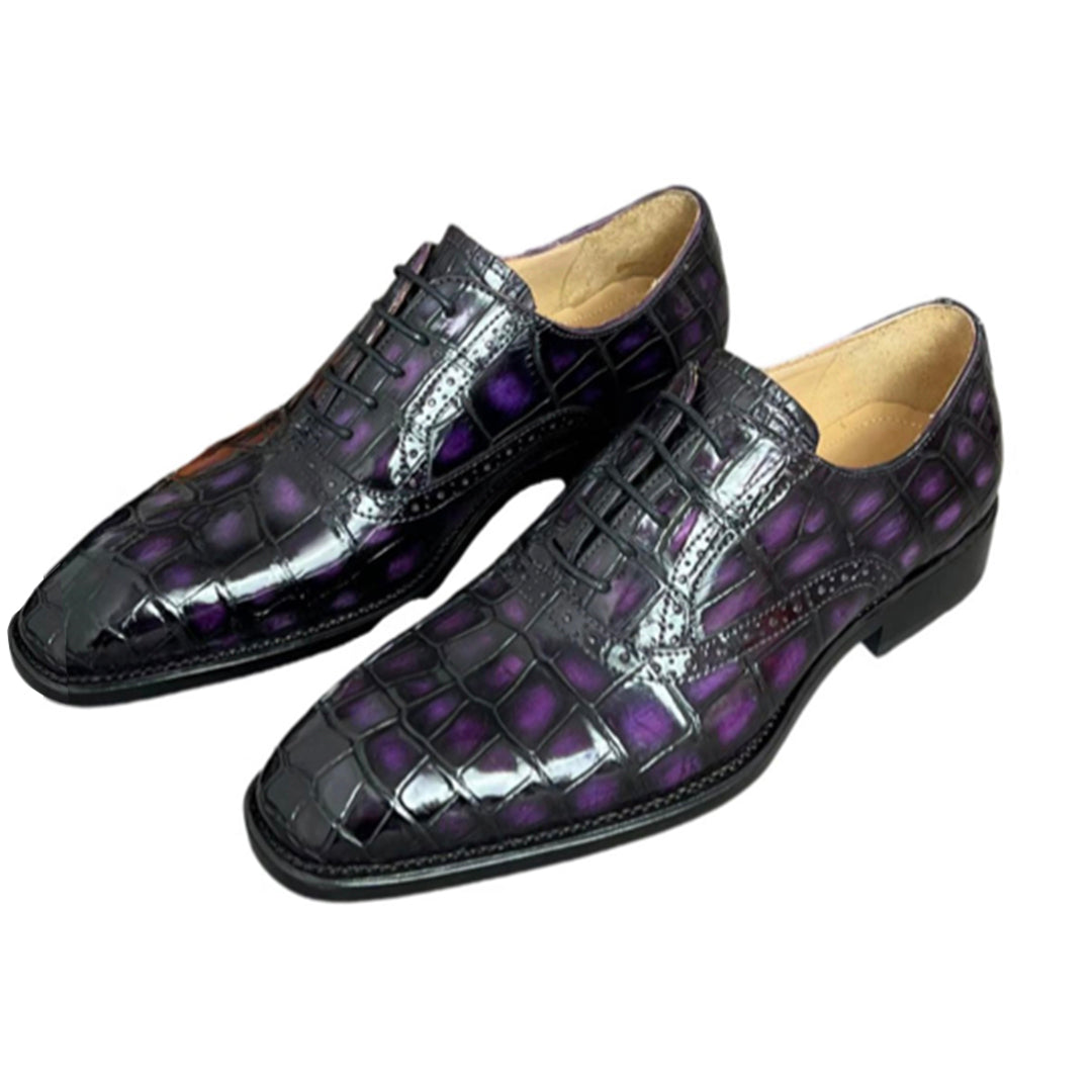 Black purple Alligator Monk Strap Oxford