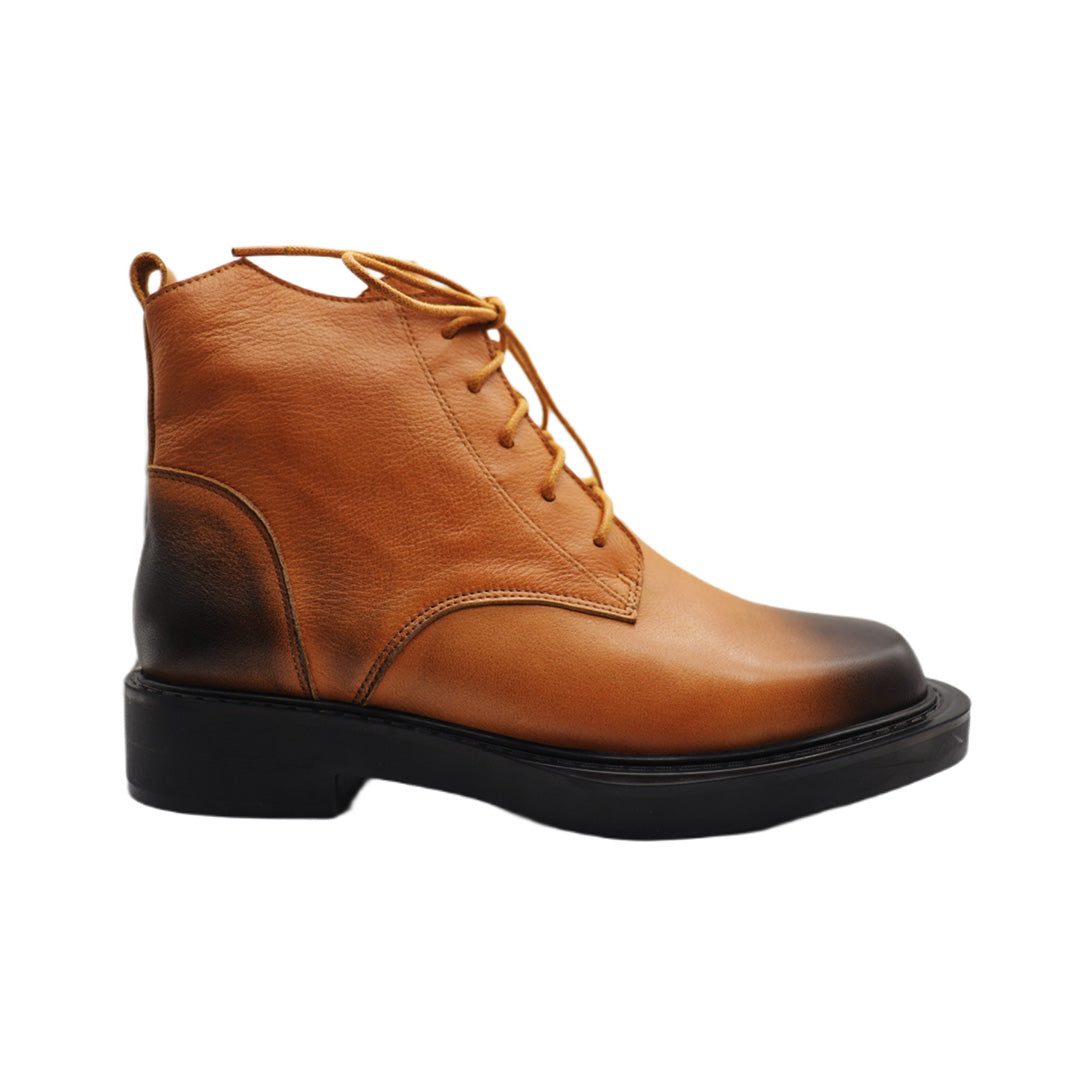 Women's Brown British Style Retro Square Toe Shoes