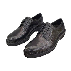Black ALLIGATOE LEATHER OXFORD MEN'S SHOES