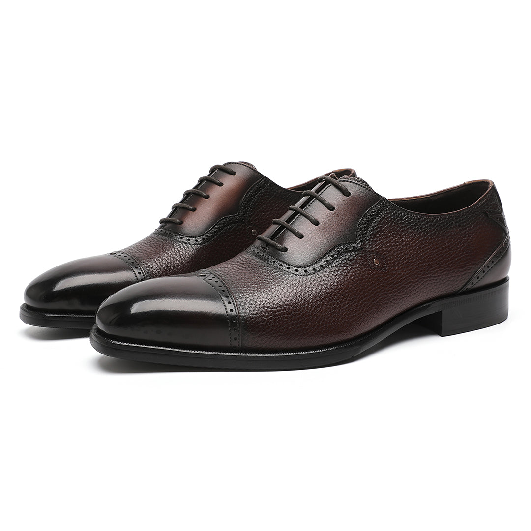 Dark Brown Cowhide Shoes For Mens
