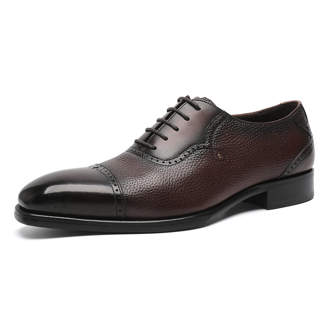 Dark Brown Cowhide Shoes For Mens
