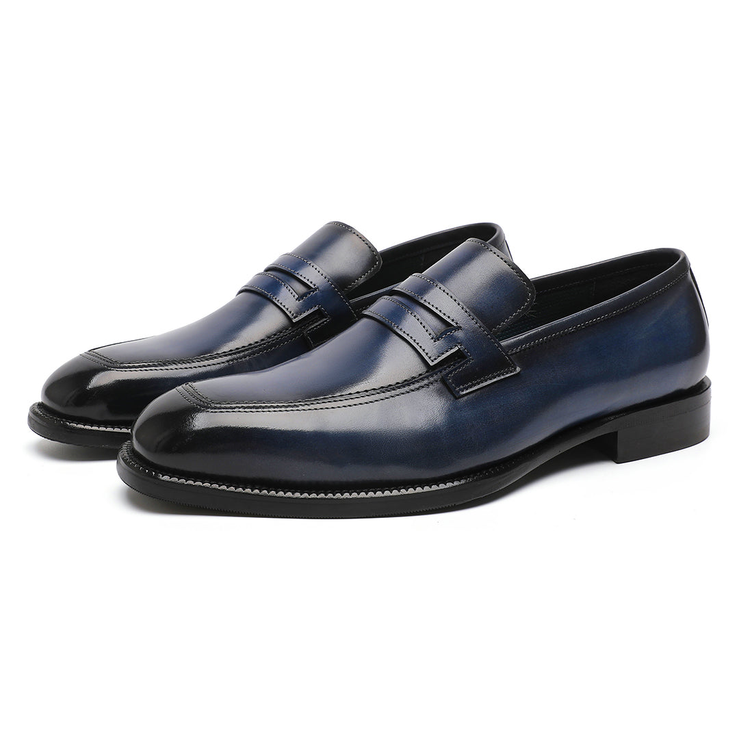 Men's Blue Calfskin Classic Penny Loafer