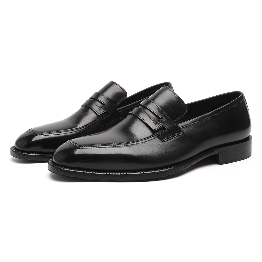 Men's Black Calfskin Moc Toe Classic Penny Loafer