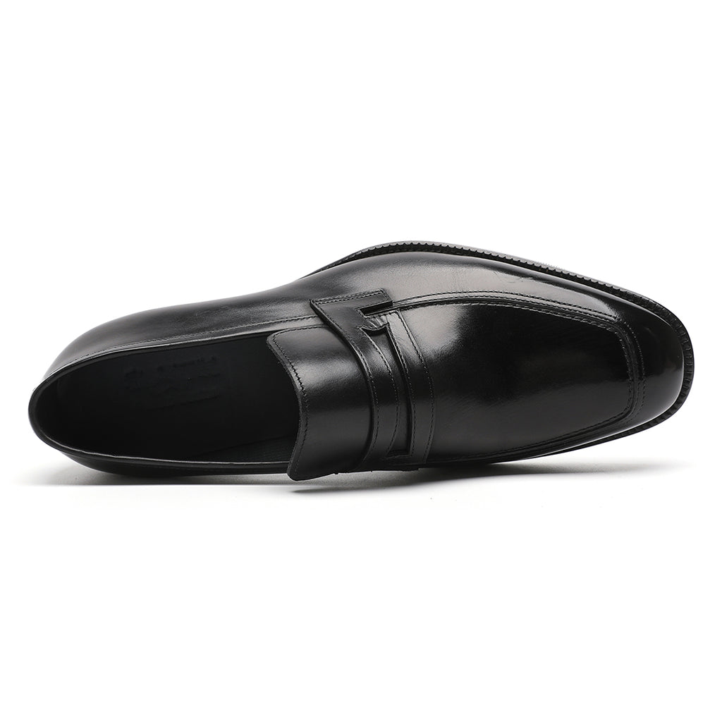 Corrente Men’s Deer and Calfskin Black Cap Toe Leather Sole Loafer