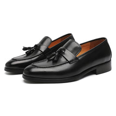 Men's Black Shiny Classic Tassel Penny Loafer