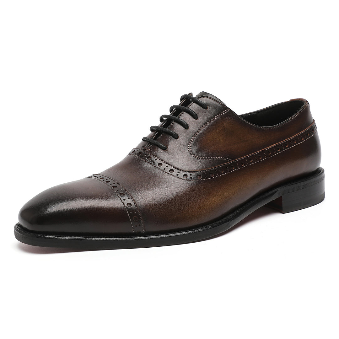 MEN'S SHOES CHOCOLATE CALF-SKIN LEATHER OXFORDS