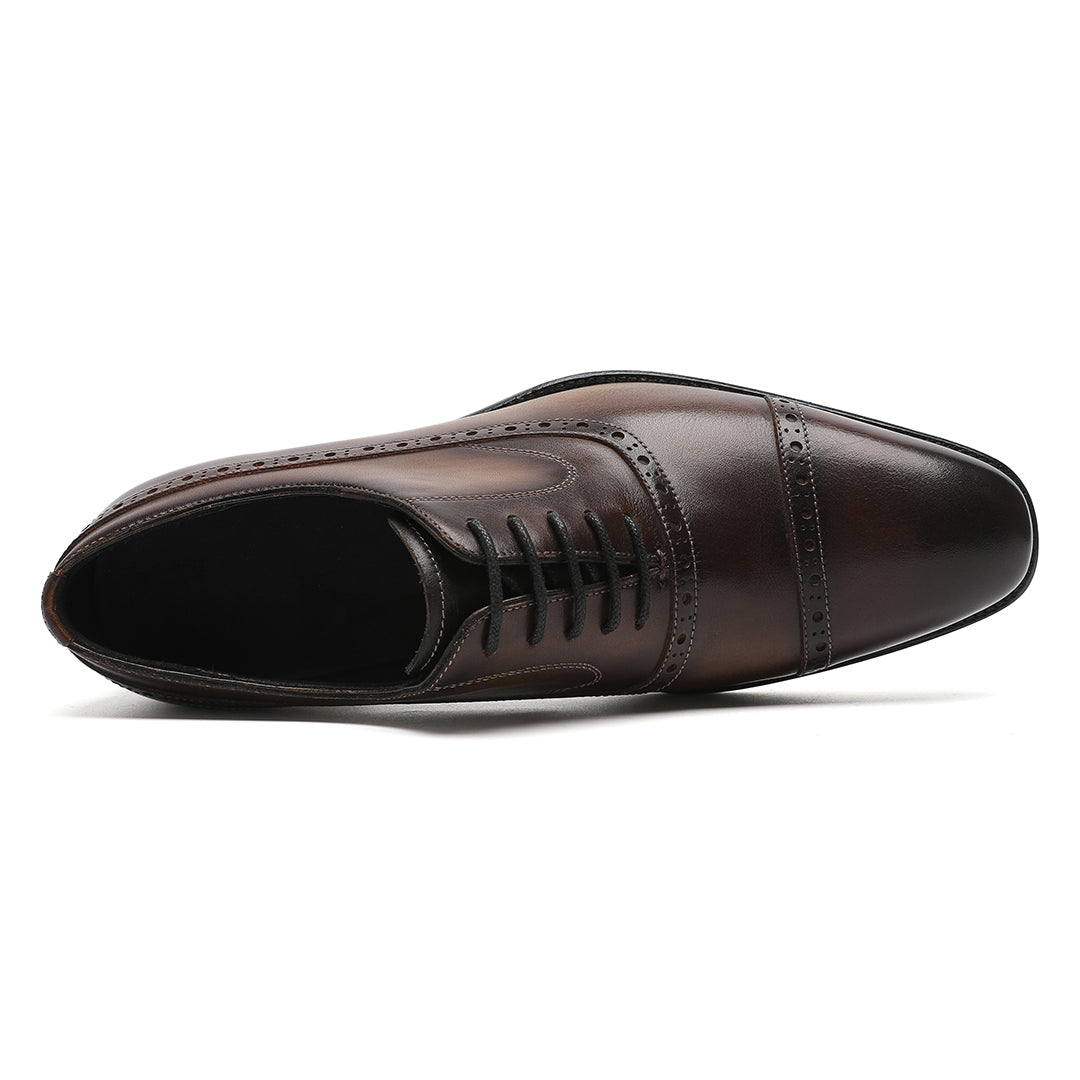 MEN'S SHOES CHOCOLATE CALF-SKIN LEATHER OXFORDS