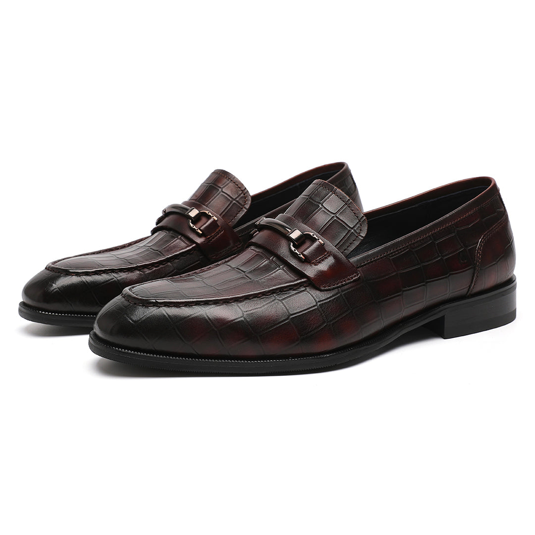 Men's Burgendy Calfskin Moc Toe Bit Loafer