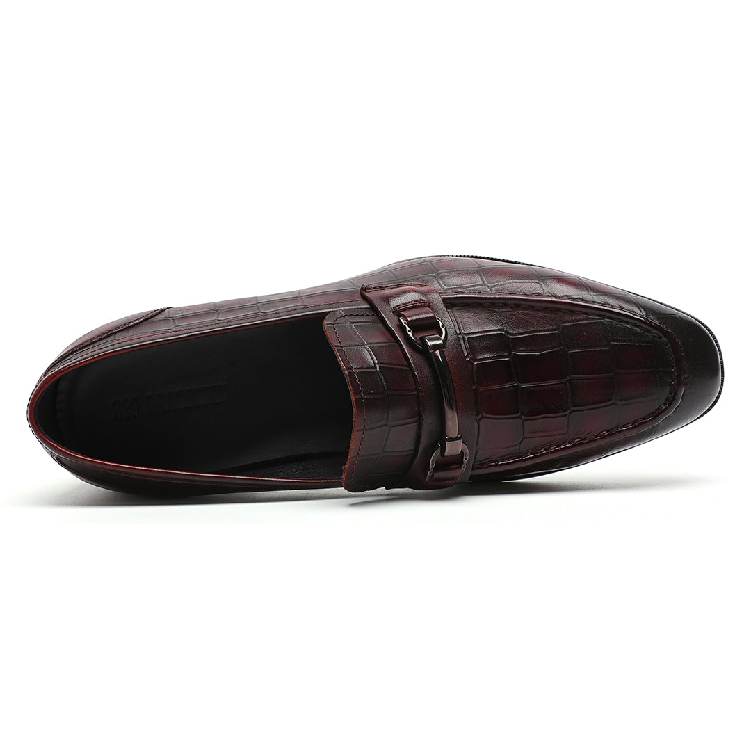 Men's Burgendy Calfskin Moc Toe Bit Loafer