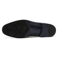Men's Black Cowhide Leather Penny Loafer with Buckle