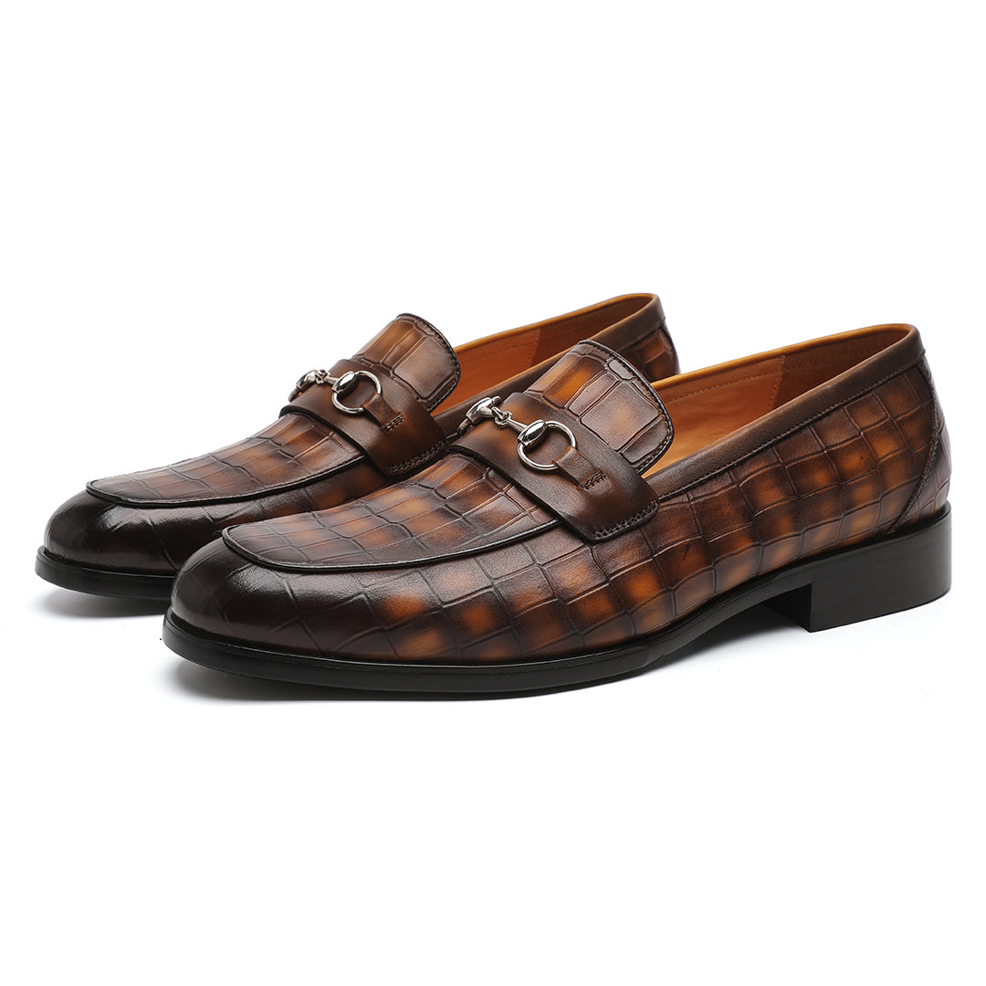Men's Brown Calfskin Leather Casual Bit Loafer