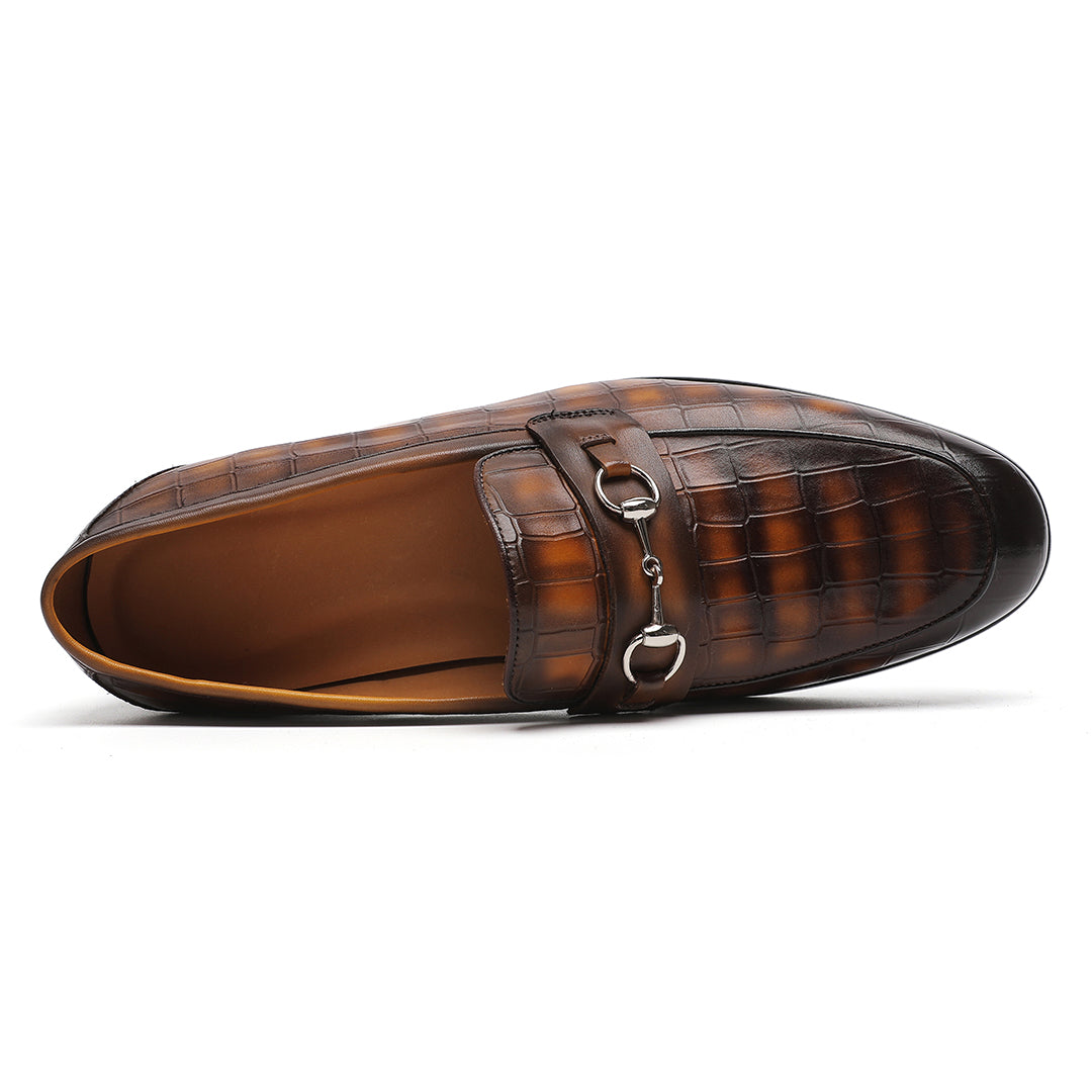 Men's Brown Calfskin Leather Casual Bit Loafer
