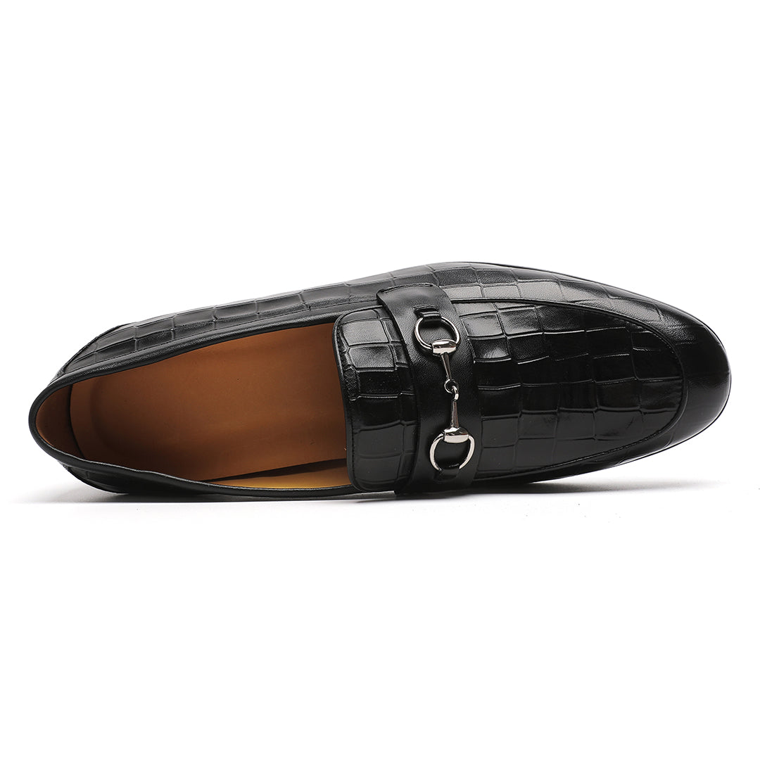 Men's Black Calfskin Formal Moc Toe Bit Loafer