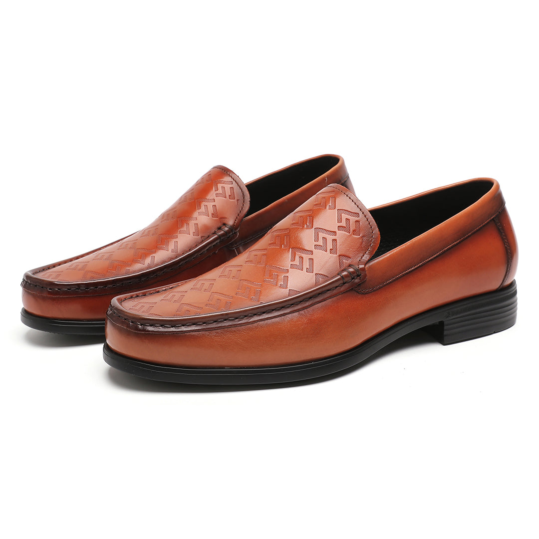 Men's Cognac Brown Calfskin Modern Moccasin Venetian Loafer