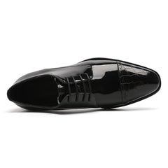 Black Tuxedo Shoes Patent Leather Wedding Shoes for Men Cap Toe Lace up Formal Business Oxford Shoes