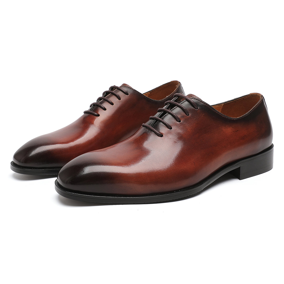 Brown Men's Clinton Tux Cap-Toe Oxford Leather Dress Shoes