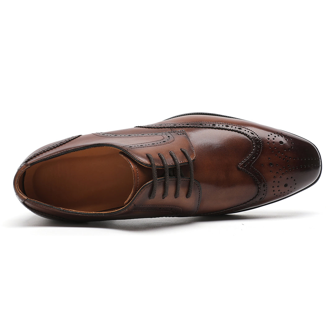 MEN'S LEATHER BROGUE OXFORD SIZE 7 TO 13 IN TAN BROWN