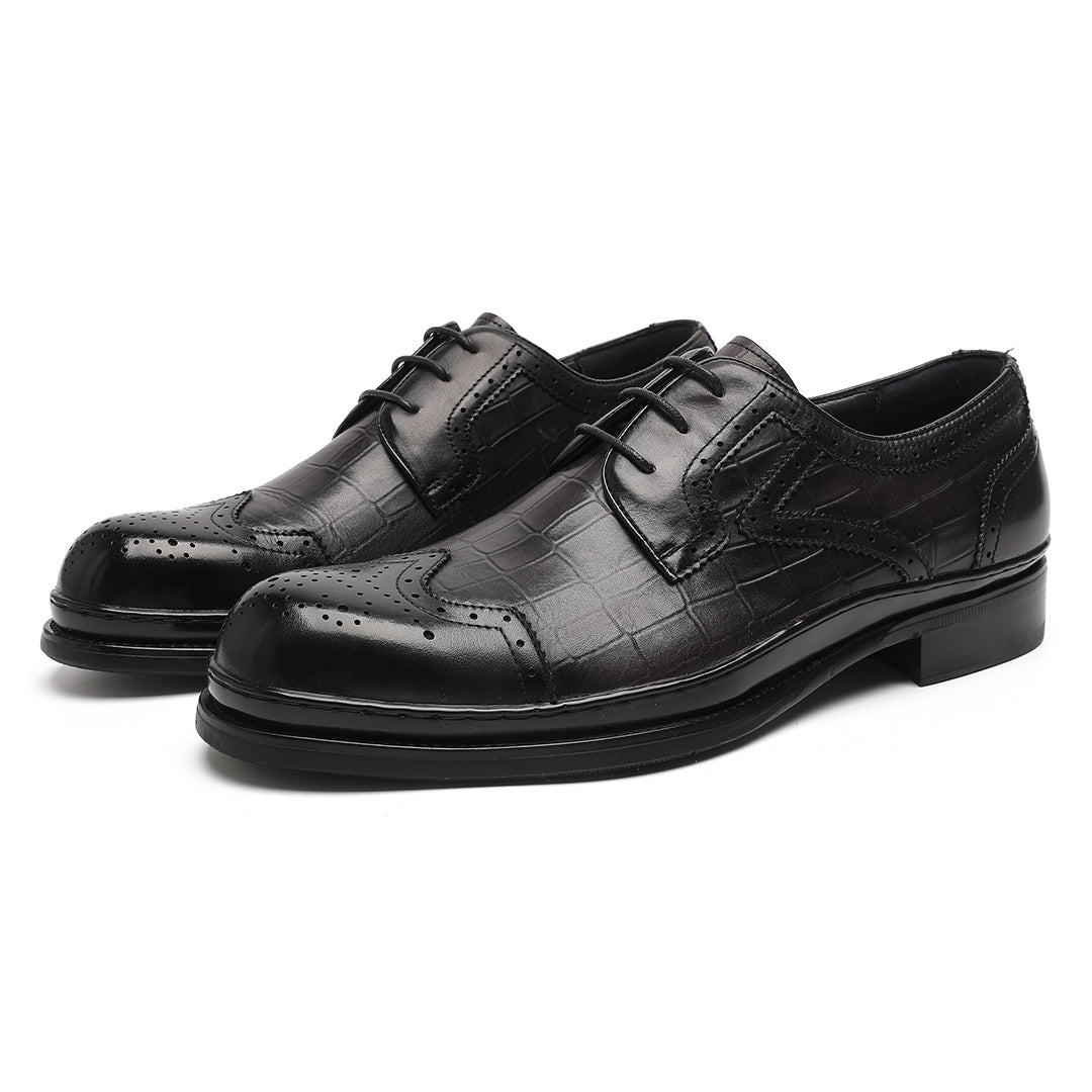 Black Cowhide Shoes For Mens