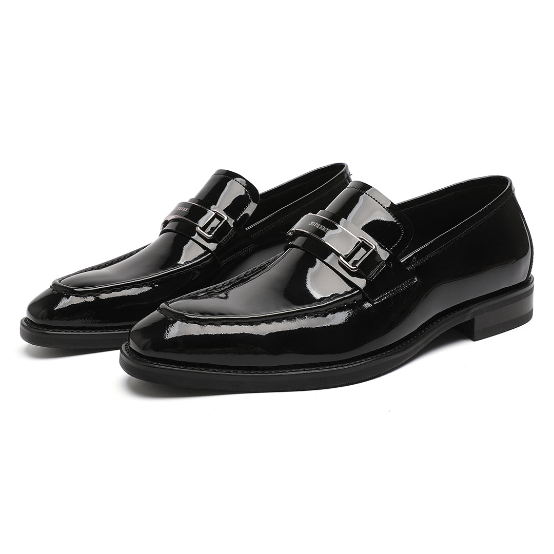 Men's Black Shiny Patent Leather Formal Bit Loafer