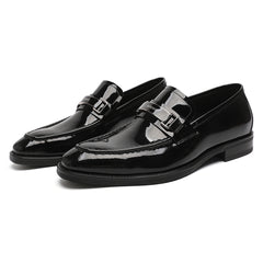 Men's Black Shiny Patent Leather Formal Bit Loafer