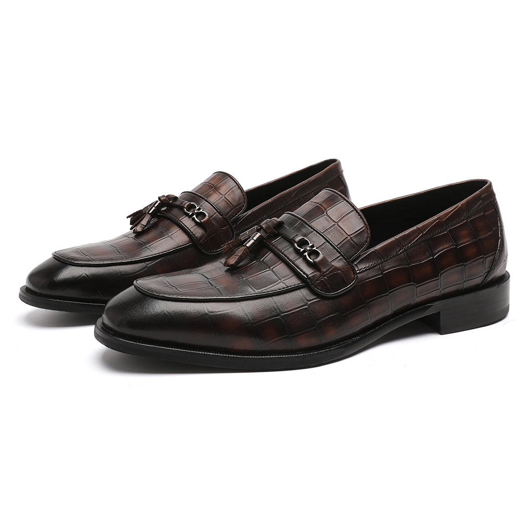 Men's Dark Brown Calfskin Tassel Penny Loafer