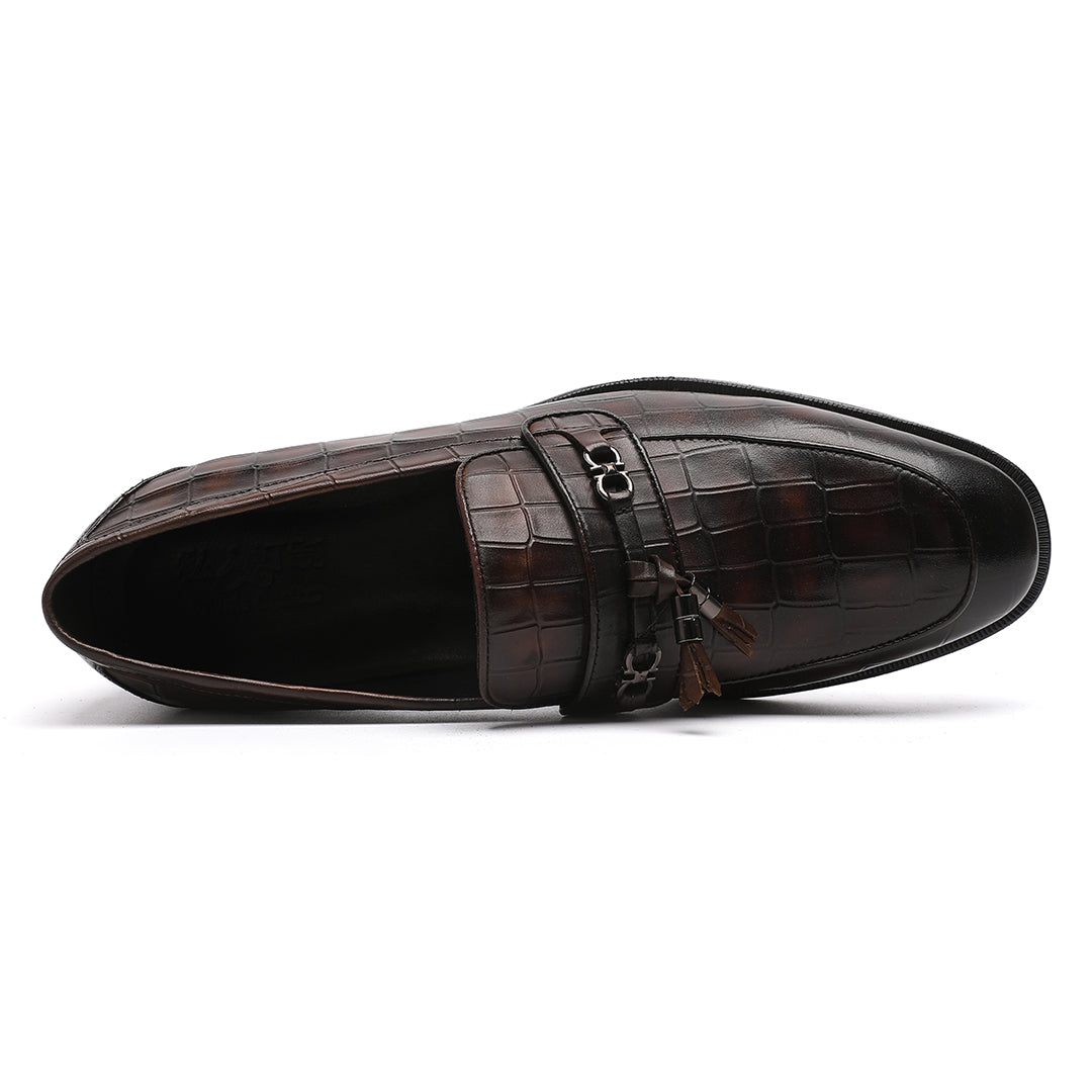 Men's Dark Brown Calfskin Tassel Penny Loafer