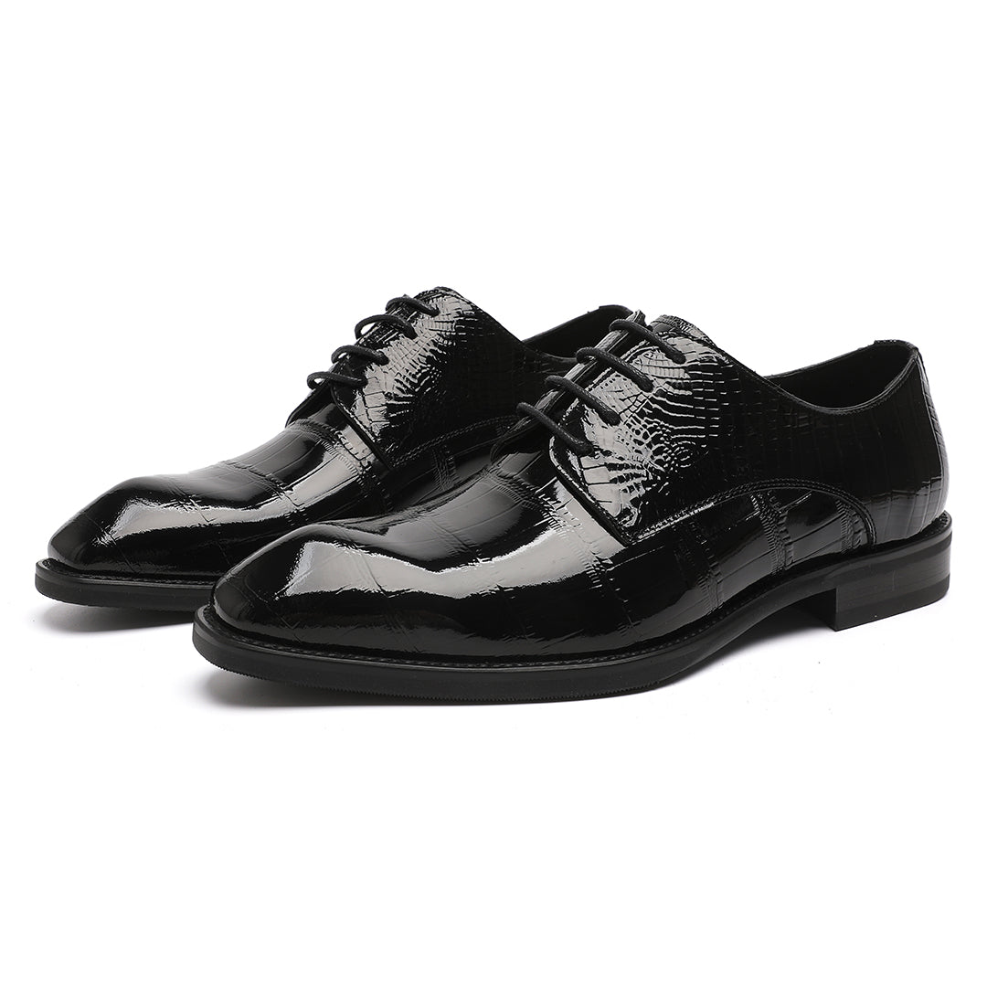 Men's New Cowhide Leather Oxford Black Lace up Stylish Shoes