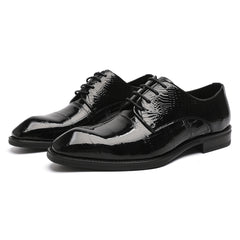 Men's New Cowhide Leather Oxford Black Lace up Stylish Shoes