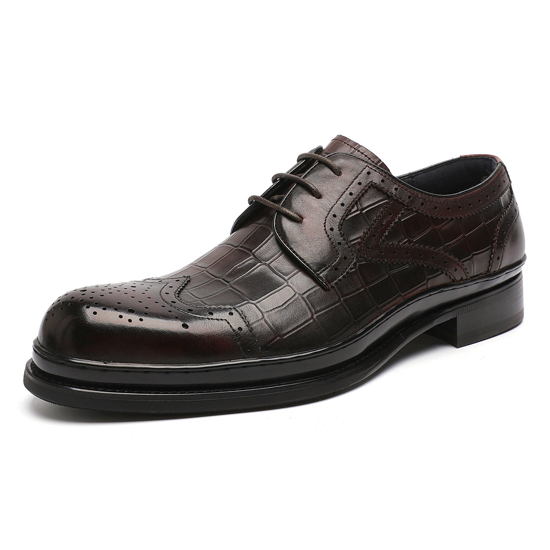 Dark Brown Cowhide Shoes For Mens