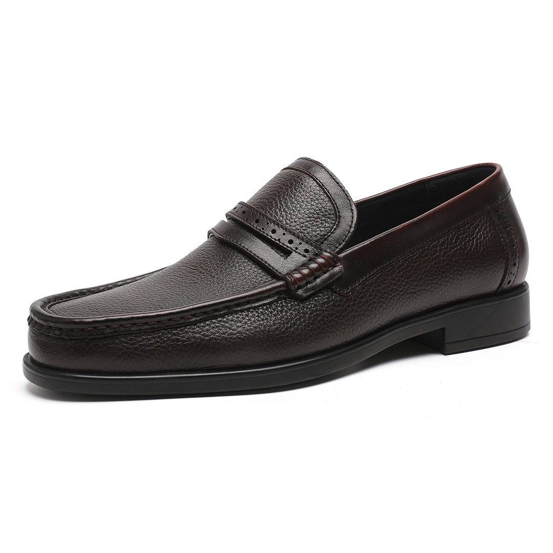 Dark brown Moc Toe Leather Bit Loafers