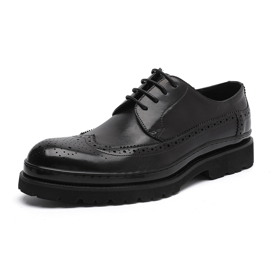 Black Cowhide Shoes For Mens