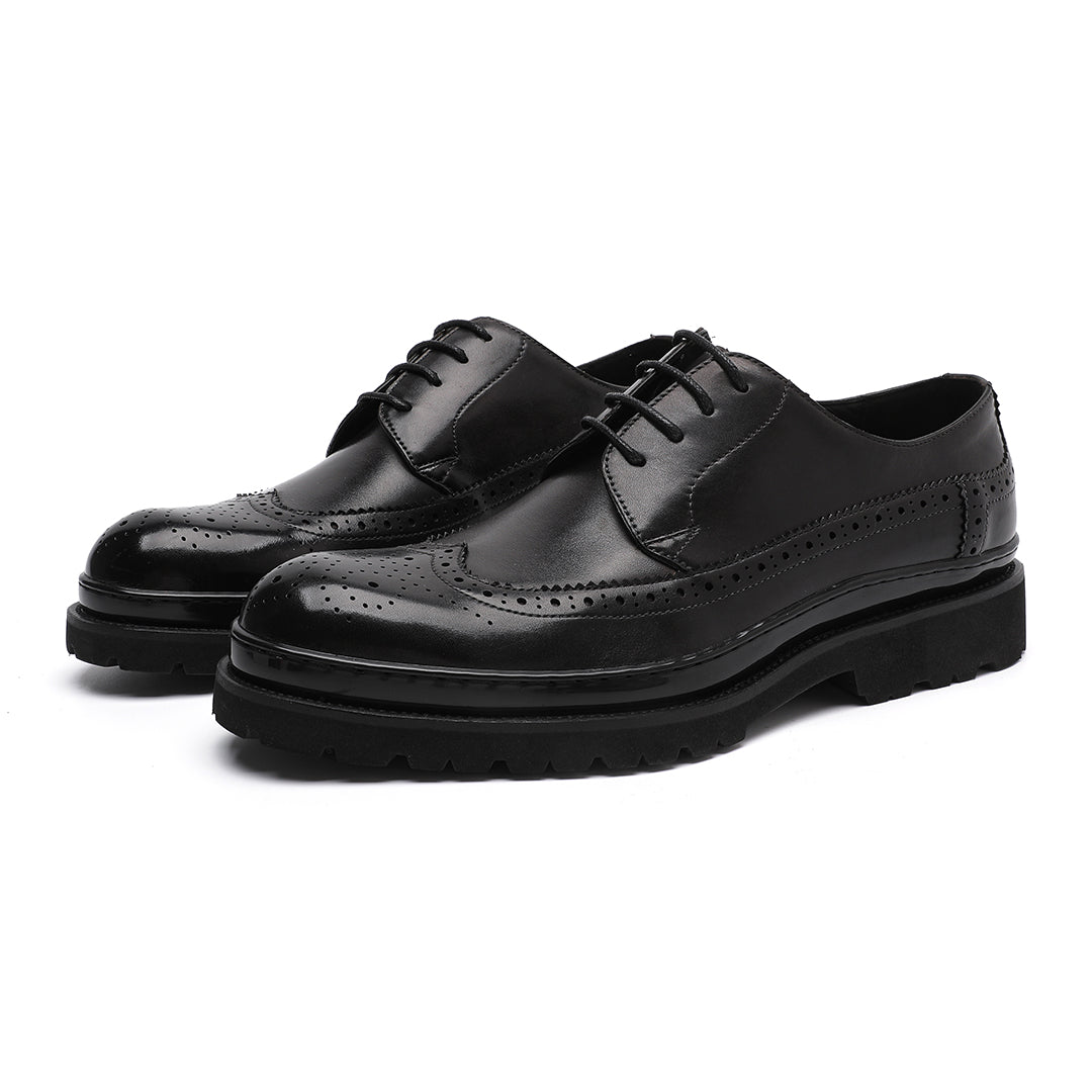 Black Cowhide Shoes For Mens