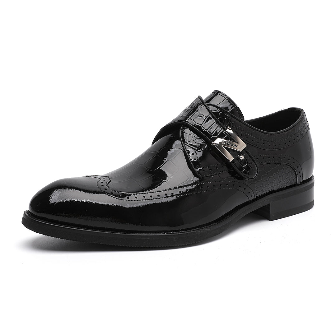 Men's Genuine Leather Oxfords Brogue Lace Up Pointed Toe Shoes
