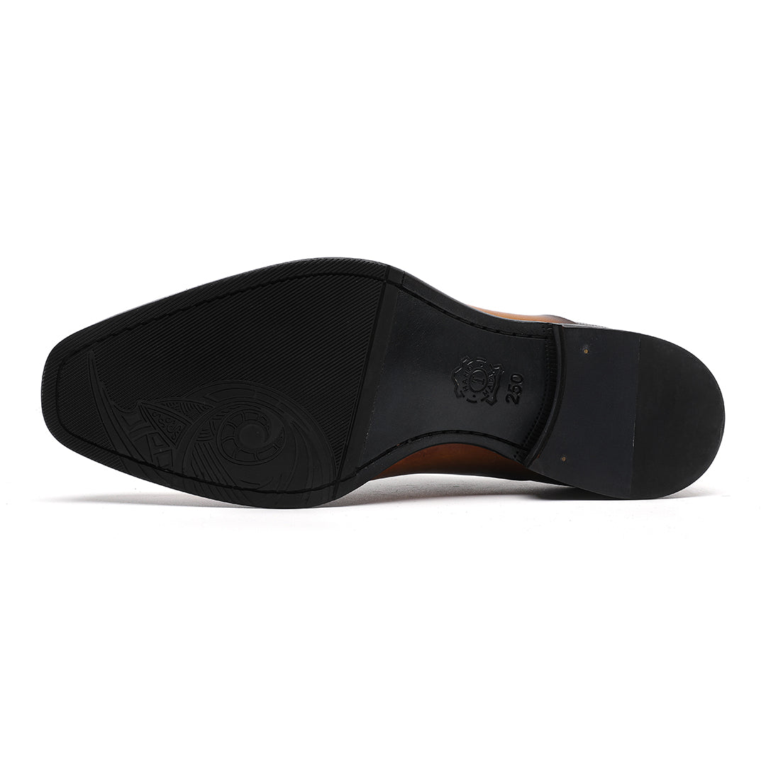 Burnished Calfskin Lace-Up Oxford Brown/Camel