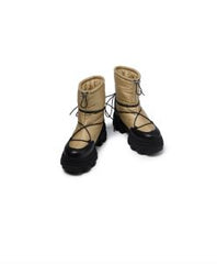 Women's brown buckskin platform ankle boots with strap