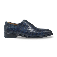 Navy Alligator Whole Cut Lace Up Oxfords
