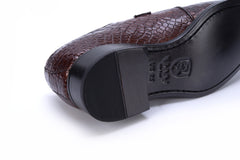 BROWN ALLIGATOR SINGLE MONK STRAP SHOES