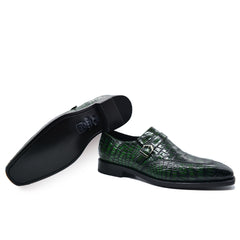 Dark Green Alligator Monk Strap Loafer